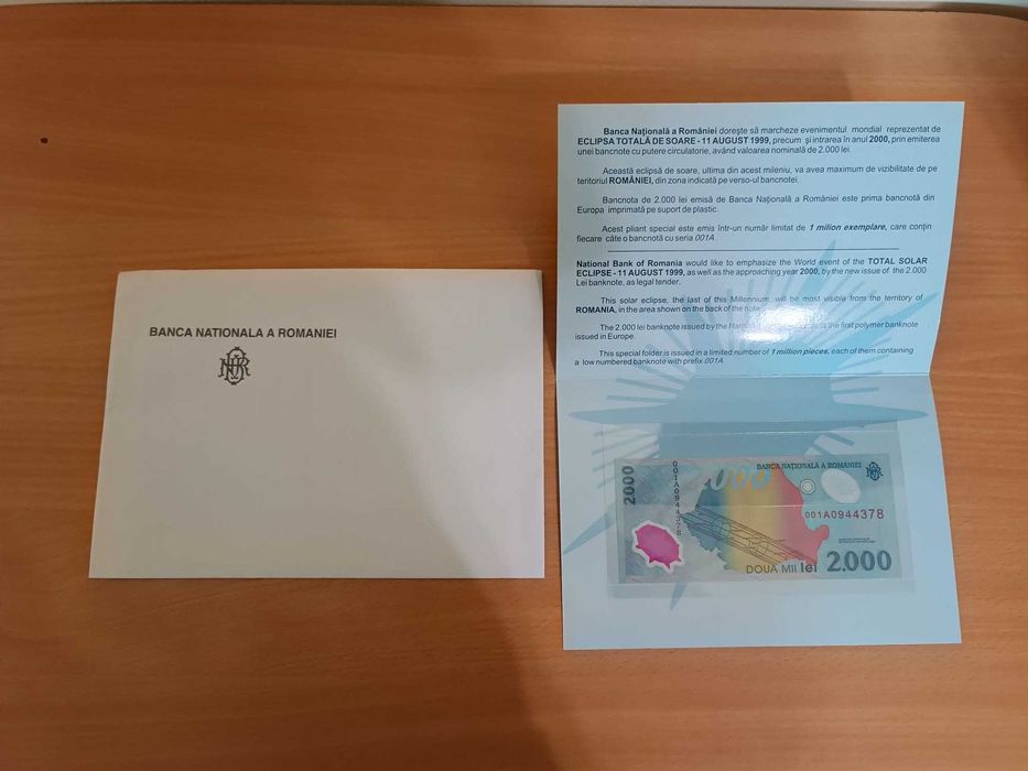 Bancnote 2000 lei Eclipsa 1999 - 10 pliante comemorative