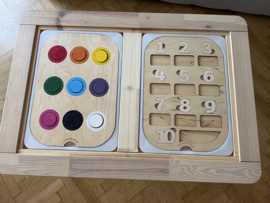 Vand masa lemn masiv de pin, Flisat Ikea completat cu Trofast
