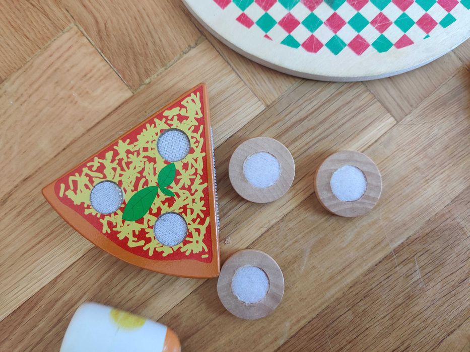 Дървена играчки за готвене: барбекю, пица торта, зеленчуци за рязане