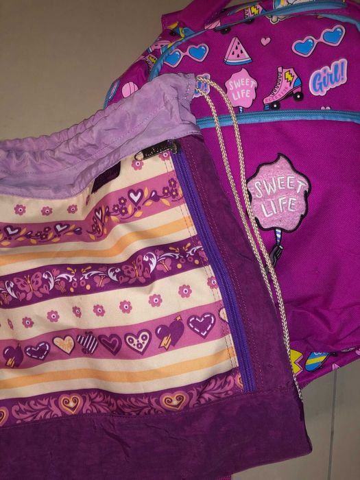 Set ghiozdan Sweet life&rucsac echipament sportiv, stare f. buna