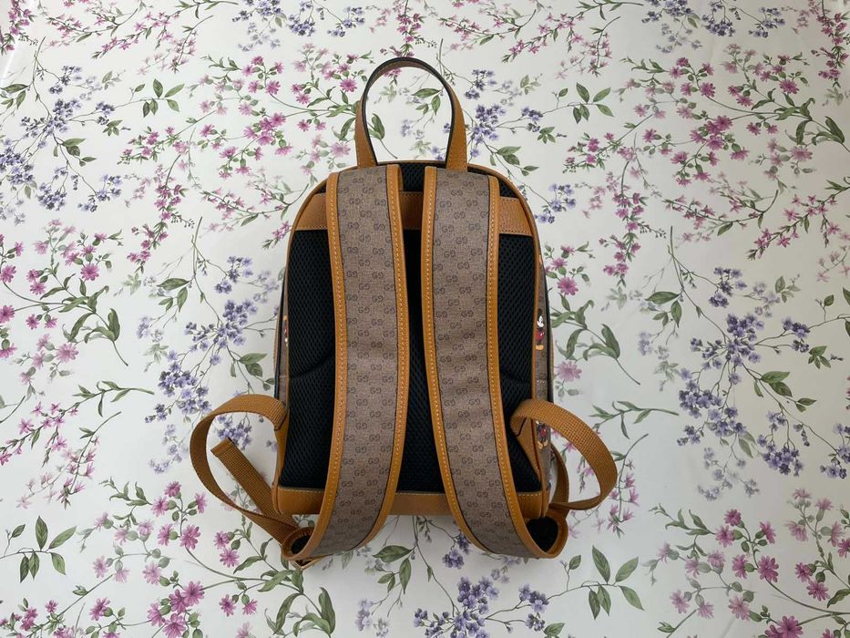 Оригинална Gucci Раница Limited Edition Gucci x Disney Mickey Mouse Гучи Кафяв Supreme Canvas