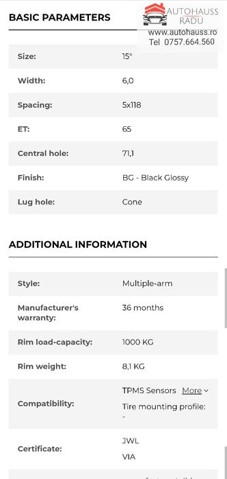 Jante 15 Fiat Ducato Peugeot Boxer Vivaro  Trafic  Jumper Iveco Daily