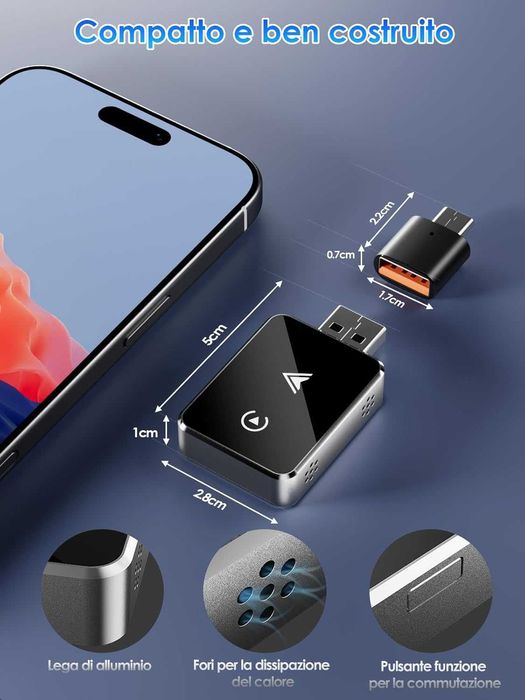 2-в-1 Безжичен Адаптер за CarPlay и Android Auto (Модел 2025)