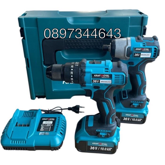 Комплект от акумулаторен винтоверт и импакт 36V 8Ah KraftRoyal