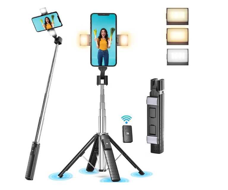 Selfie Stick Trepied cu telecomanda si blitz