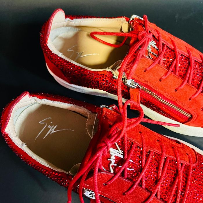 Adidasi din piele rosie cu pietre Giuseppe Zanotti - AAA/AAAA 39 si 40