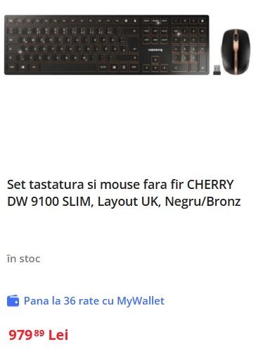 Kit Tastatura si Mouse Cherry DW 9100 Slim Wireless + Bluetooth