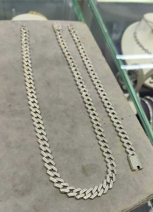 Colier Cuban Double G Argint + Bratara Cuban Double G Argint