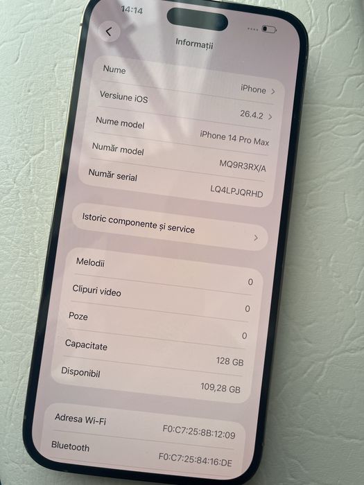 iPhone 14 Pro Max Gold 128Gb - 100% Baterie