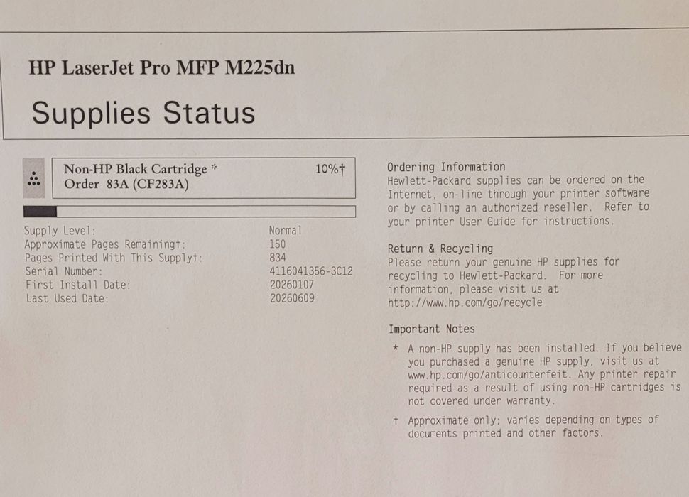 Използван принтер LaserJet Pro MFP M225dn