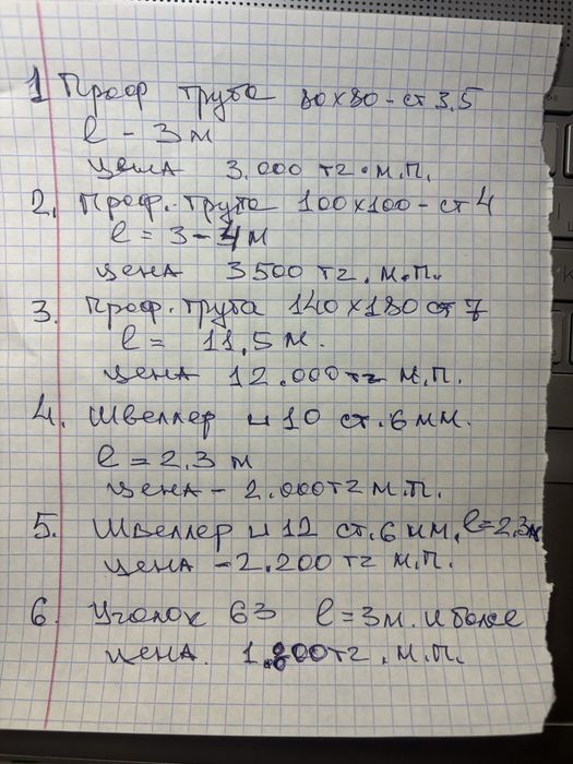 Труба проф80*80,100*100,140*180, швеллер10,12.