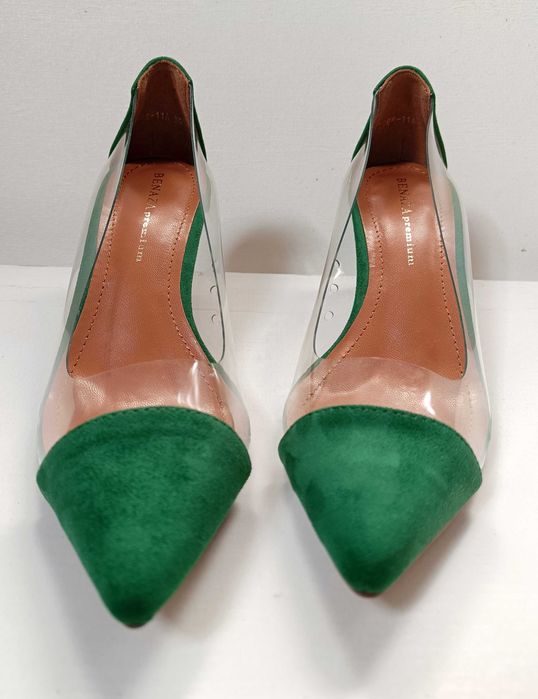 Pantofi noi, nr. 35, verzi, cu decupaj din silicon, "Benaza"