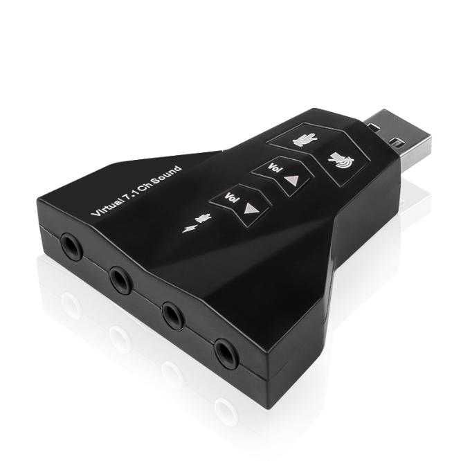 Преносима Звукова Карта Двоен Аудио Адаптер за USB порт 3D Virtual7.1 Канала Външна Музикална Карта за Компютър Лаптоп 3.5mm Жак Вход за 2х Микрофона