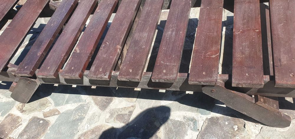 Set 2 sezlonguri+măsuță lemn masiv