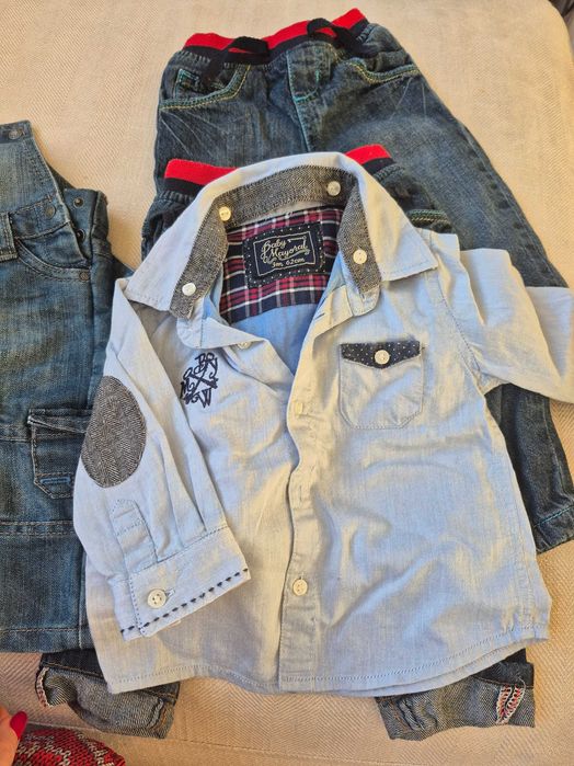 КОМПЛЕКТ: Зимен гащризон, Яке, подплатени дънки, риза Mayoral, 3м -6м