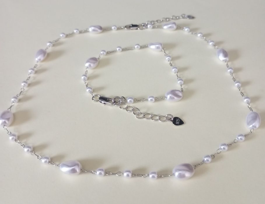 Set cercei și colier argint 925 cu perle