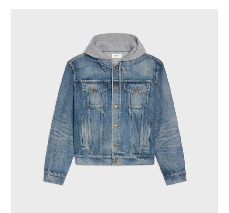 Celin€ - Свободно дънково яке с качулка и щампа