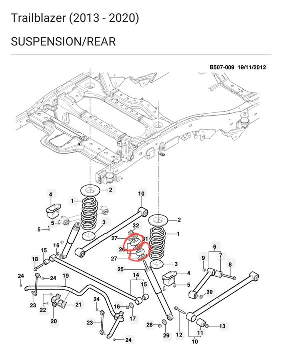 Полиуретановые верхние подушки амортизаторов Chevrolet Trailblazer