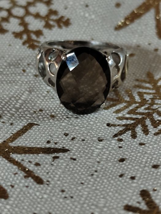Сребърен пръстен опушен кварц