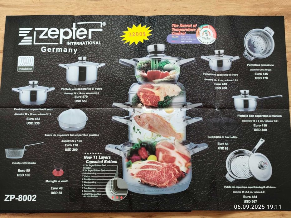 Продавам Комплект кухненски съдове ZEPTER ZP - 8002