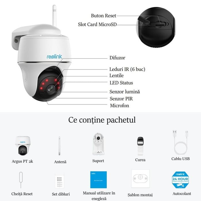 Camera de supraveghere Reolink Go PT Plus cu 4G - LTE