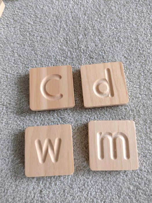 Дървени двустранни плочки за изучаване на азбуката - английски