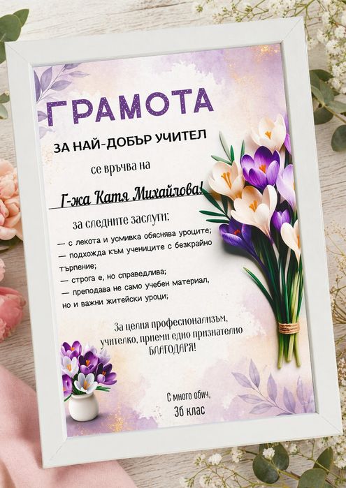 Подарък за любимата учителка