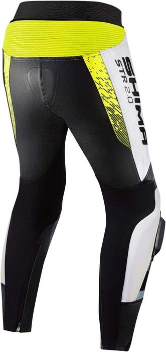 Кожен мото панталон SHIMA STR 2.0 WHITE/FLUO ,всички протектори