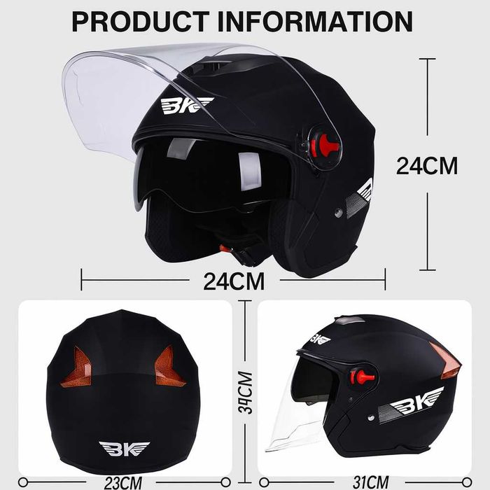 Casca Moto/Scuter/ATV, viziera dubla, marime universala, Negru Lucios