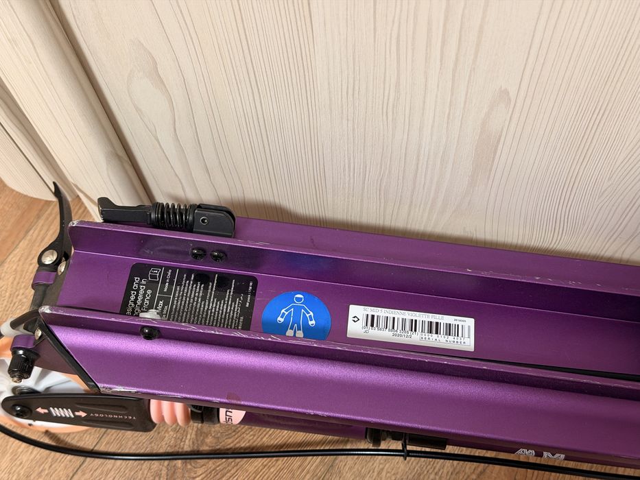 Детска тротинетка oxelo mid 5 лилава с окачване  и каска oxelo play 7