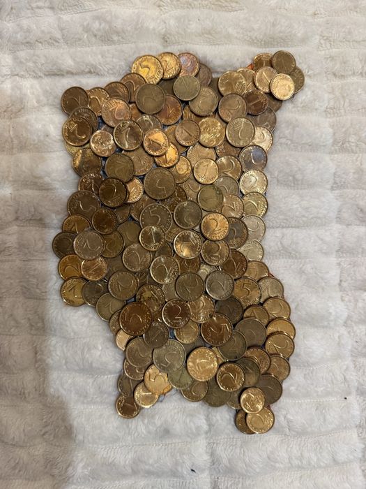 Ръчно изработена карта на България с български монети