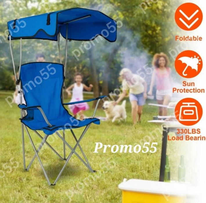 Сгъваем стол със сеник, туристически стол , стол за риболов и плаж