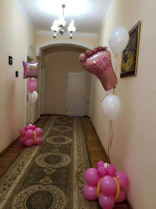 Оформление  шарами.  Украшение домов,Выписка из роддома.