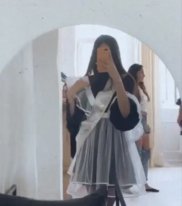 Школьная форма: платье + белый фартук