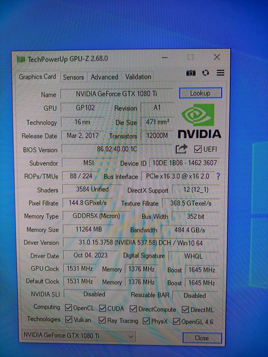 Продам видеокарту Gtx 1080ti