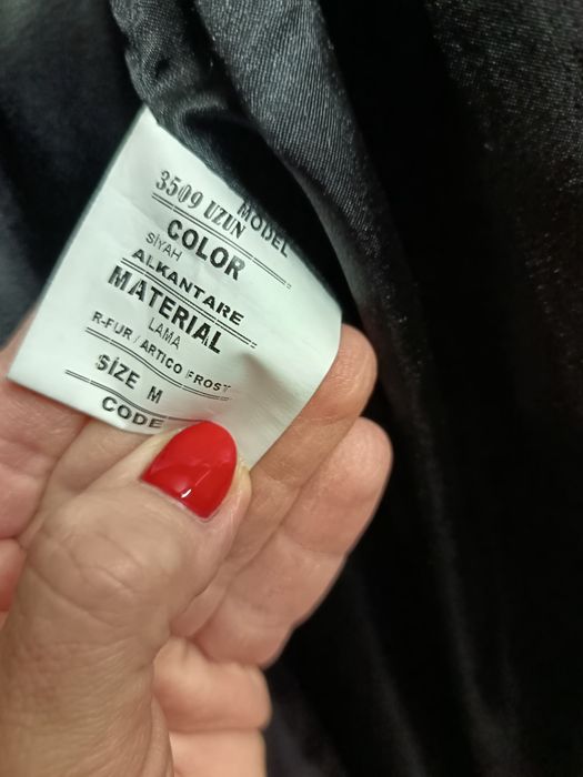 Палто алкантара с лисица естествен косъм