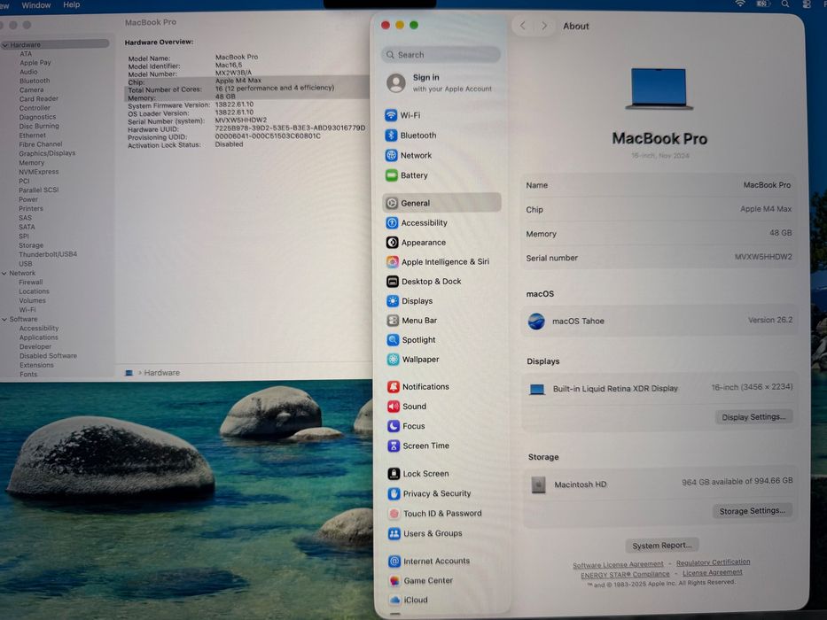 MacBook Pro 16" M4 MAX 16-CPU, 40-GPU, 48GB RAM, 1TB SSD
