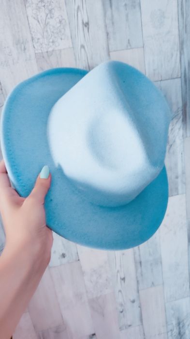 Palarie dama, bleu, cu bor lat