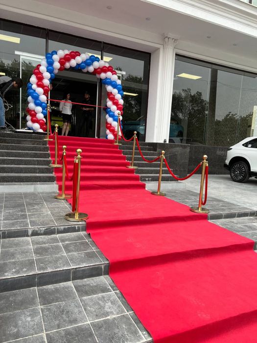 Золотые ограничительные стойки, президентские стойки, красная дорожка