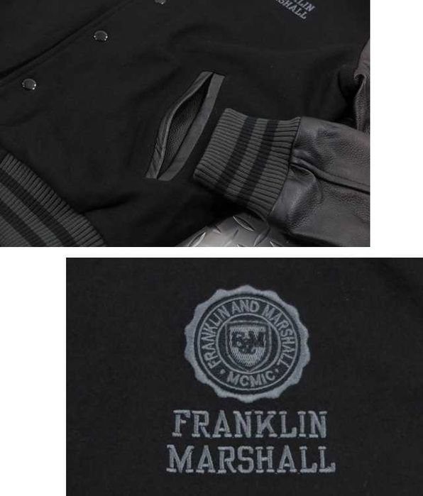 XL/L FRANKLIN MARSHALL Varsity Jacket Monochrome Black  Ест.Кожа