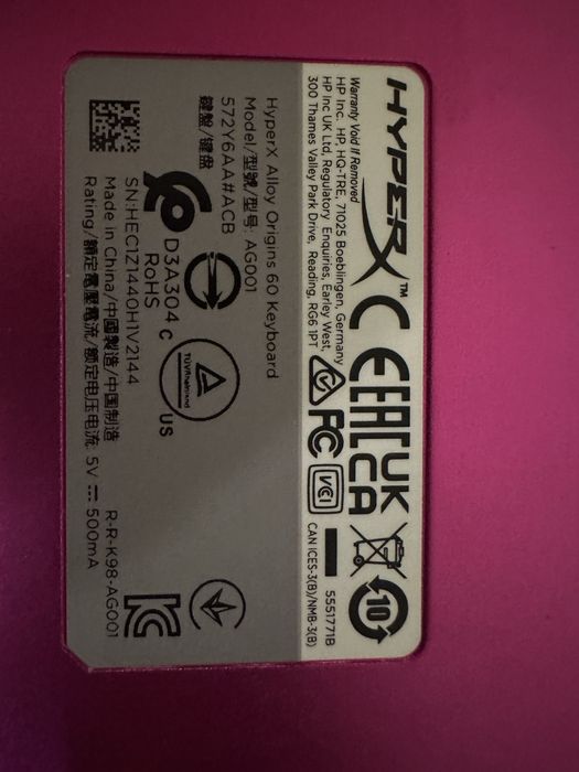 Продам клавиутуру HyperX Alloy Origins 60