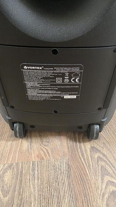 Boxa portabila VORTEX VO2622FRF, 50W RMS, Bluetooth, Radio FM, -P-