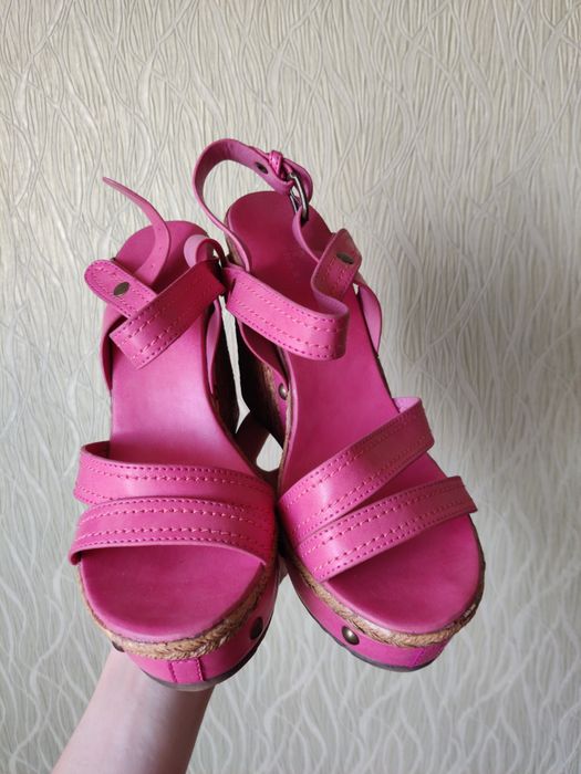 Туфли ведж розовые