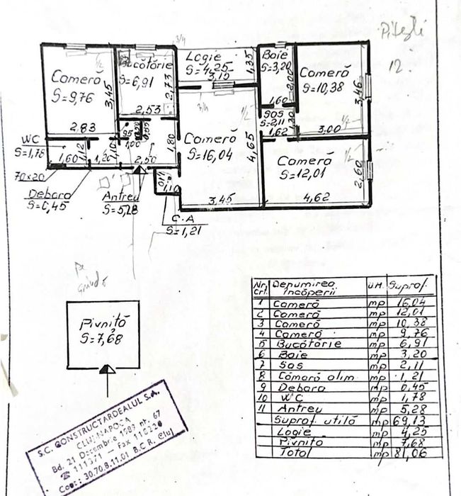 Apartament 4 Camere Manastur Zona Bucium (Academia de muzica)