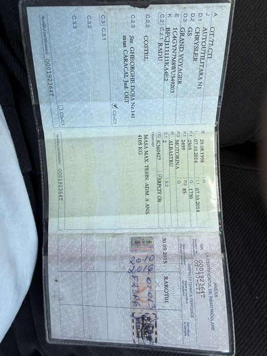 Vand acte masina pentru programul rabla
