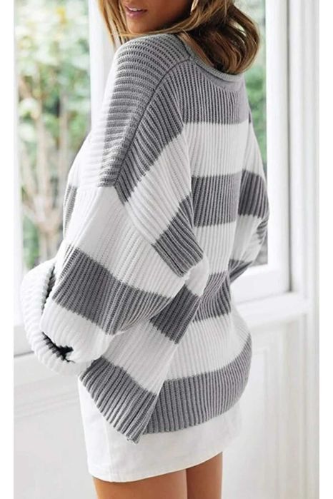 Скидки! Новый Вязаный Пуловер В Полоску В Двух Расцветках Турция