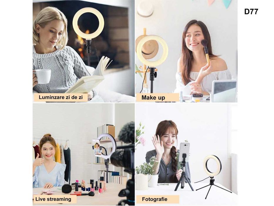 Ring Light LED 8 inchi Fotografie Lampa Circulara Ring Trepied 210cm