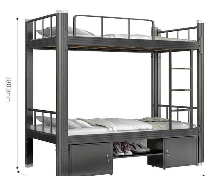 Двухъярусная металлическая кровать для взрослых, с лестницей, прочная