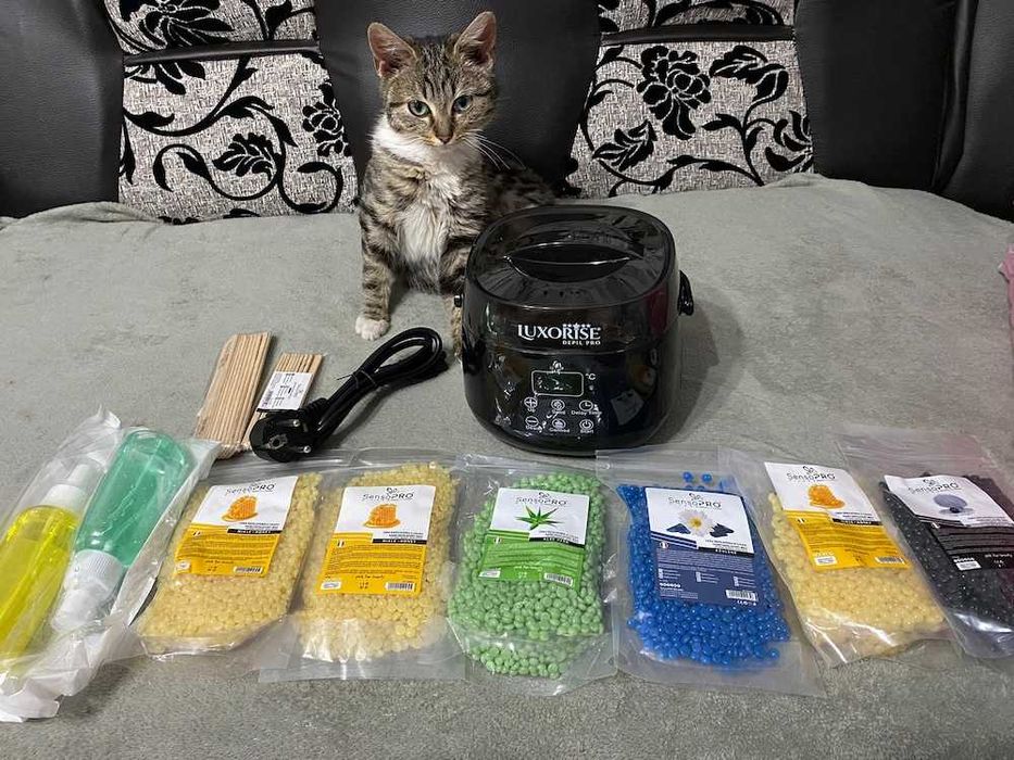 Aparat Kit epilat ceara cu rezerve si lotiuni inainte/dupa (ca nou)