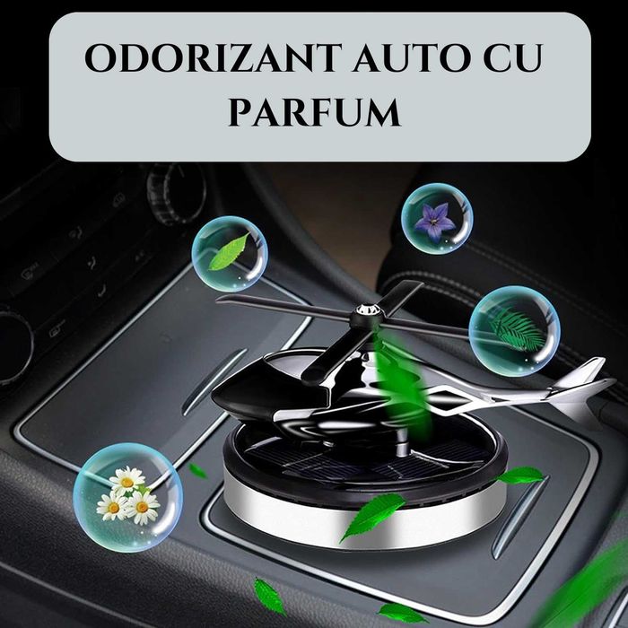 Odorizant Auto Cu Incarcare Solara, Baza Antiderapanta, Ulei Esential